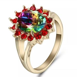 New Rainbow Mystic Topaz Gold Ring.